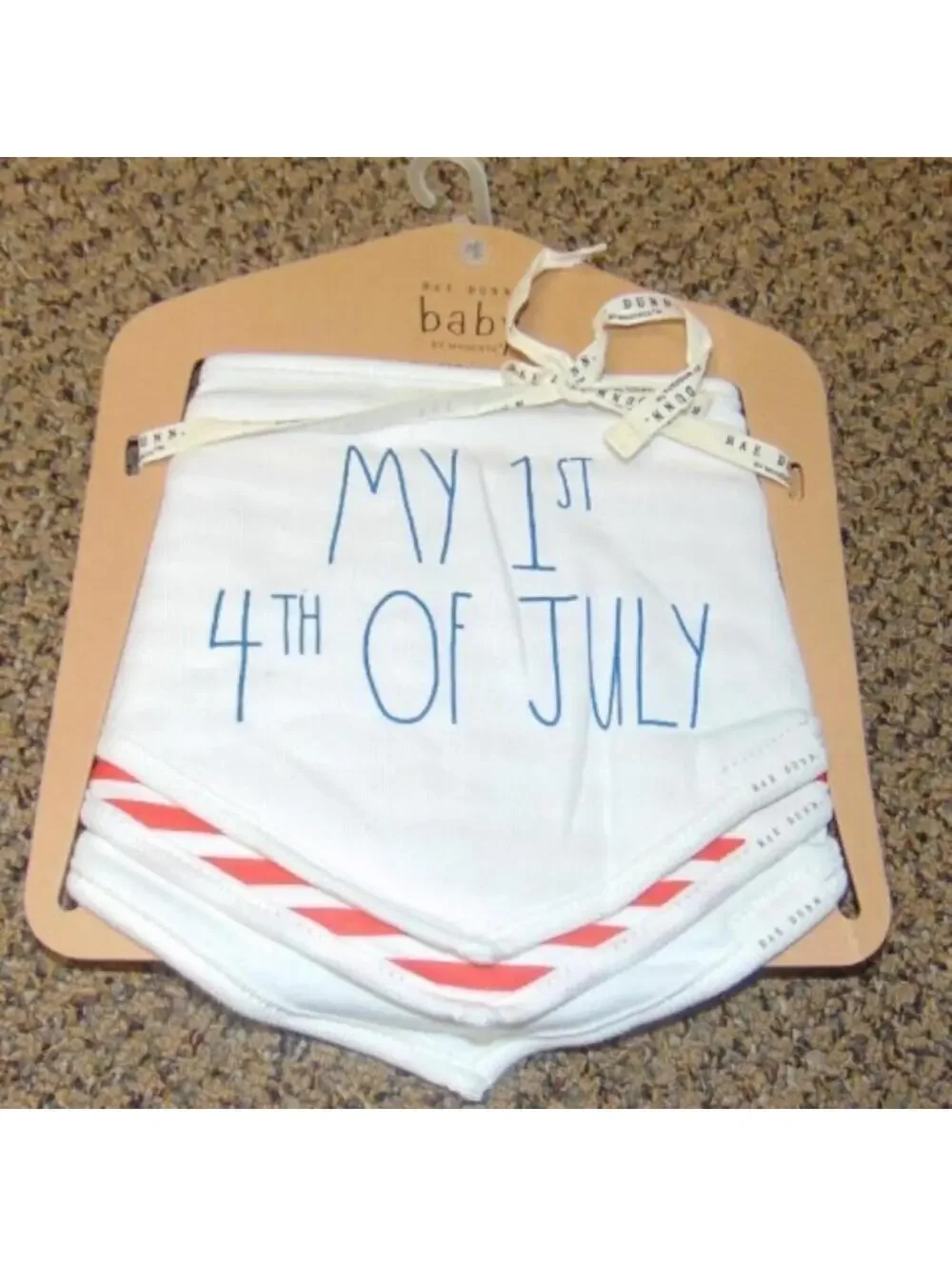 4th of July Baby Bibs My 1st Little Loved White Red Bandana Rae Dunn Set of 3